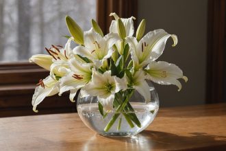 Lys blanc en bouquet pour célébrer Noël avec élégance