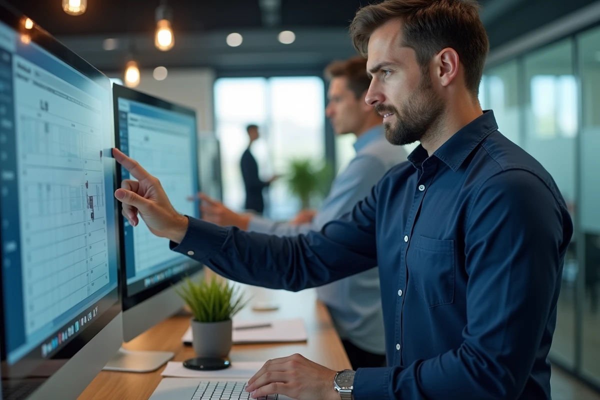 Employé de bureau consultant un calendrier numérique pour optimiser ses ponts et jours fériés 2025-2026
