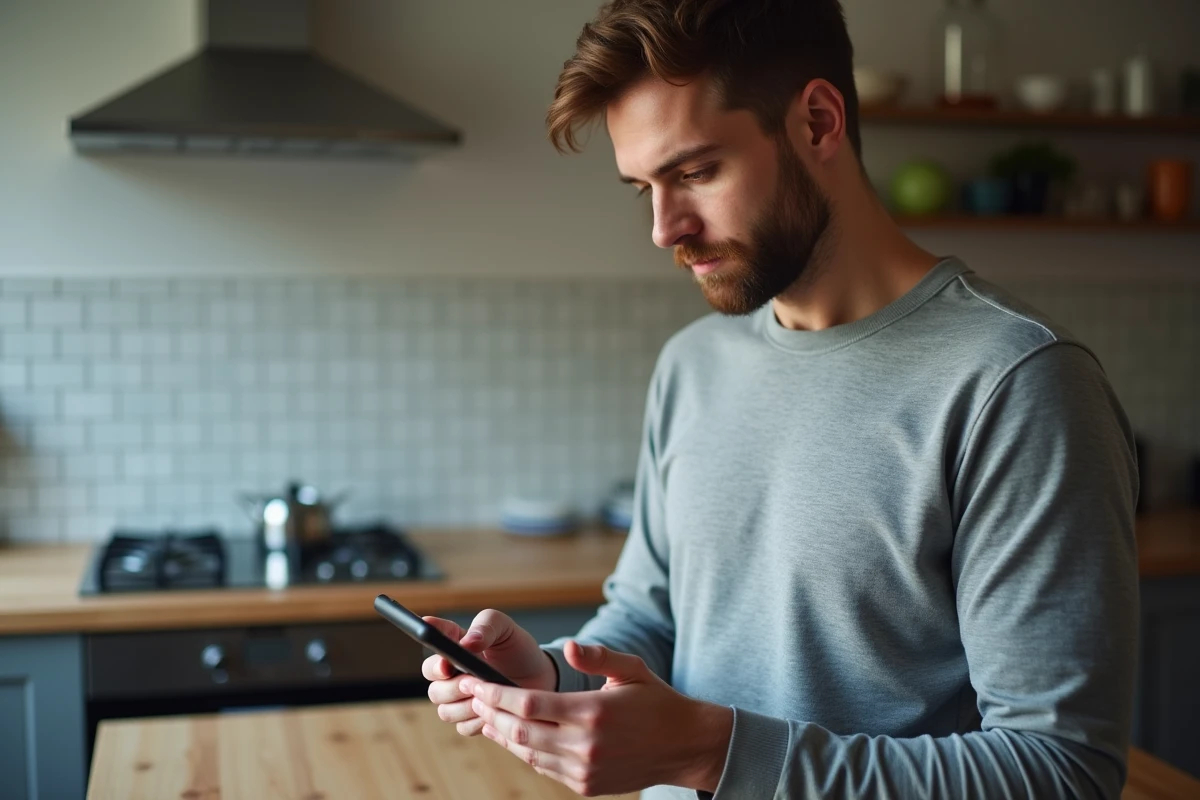 Parent utilisant un smartphone pour accéder au portail familles de Toulon et gérer les inscriptions périscolaires