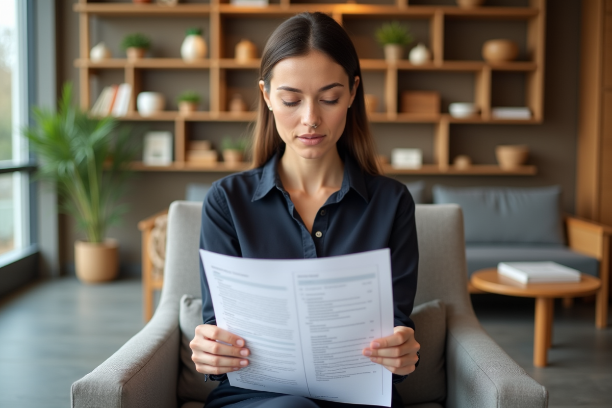 Femme professionnelle examinant une facture de scolarite