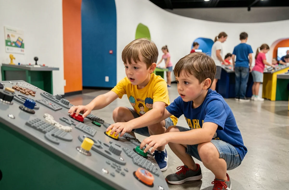 Des enfants découvrent une exposition interactive au Vaisseau, musée scientifique pour enfants à Strasbourg